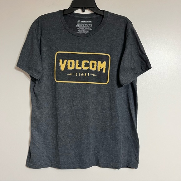 Men's Volcom Gray With Yellow Cotton Blend Graphic T-Shirt Size Large - Picture 1 of 6